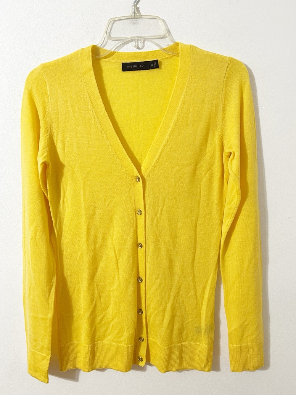 The Limited Yellow Merino Wool Blend V-Neck Cardigan Sweater – Size XS